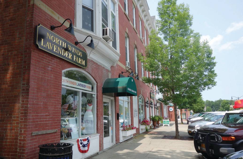 Small shops and restaurants line the streets of Pawling’s village. Above, storefronts on Charles Colman Boulevard.